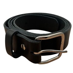 Main Street Forge Black Full Grain Leather Belt Madein USA Size 46 Silver Buckle